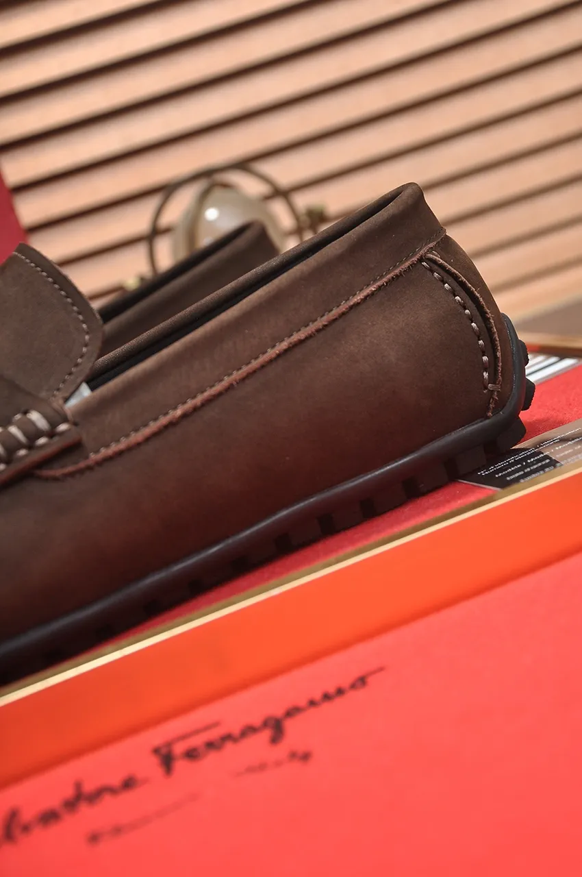 Men's shoes 💰460💶 [Ferragamo/Ferragamo] The latest model in the counter. Original imported open-sided fine cowhide hand-woven + imported 🐂 cowhide + original luxury metal buckle + original combination outsole. No pressure in comparison 38--44🎉